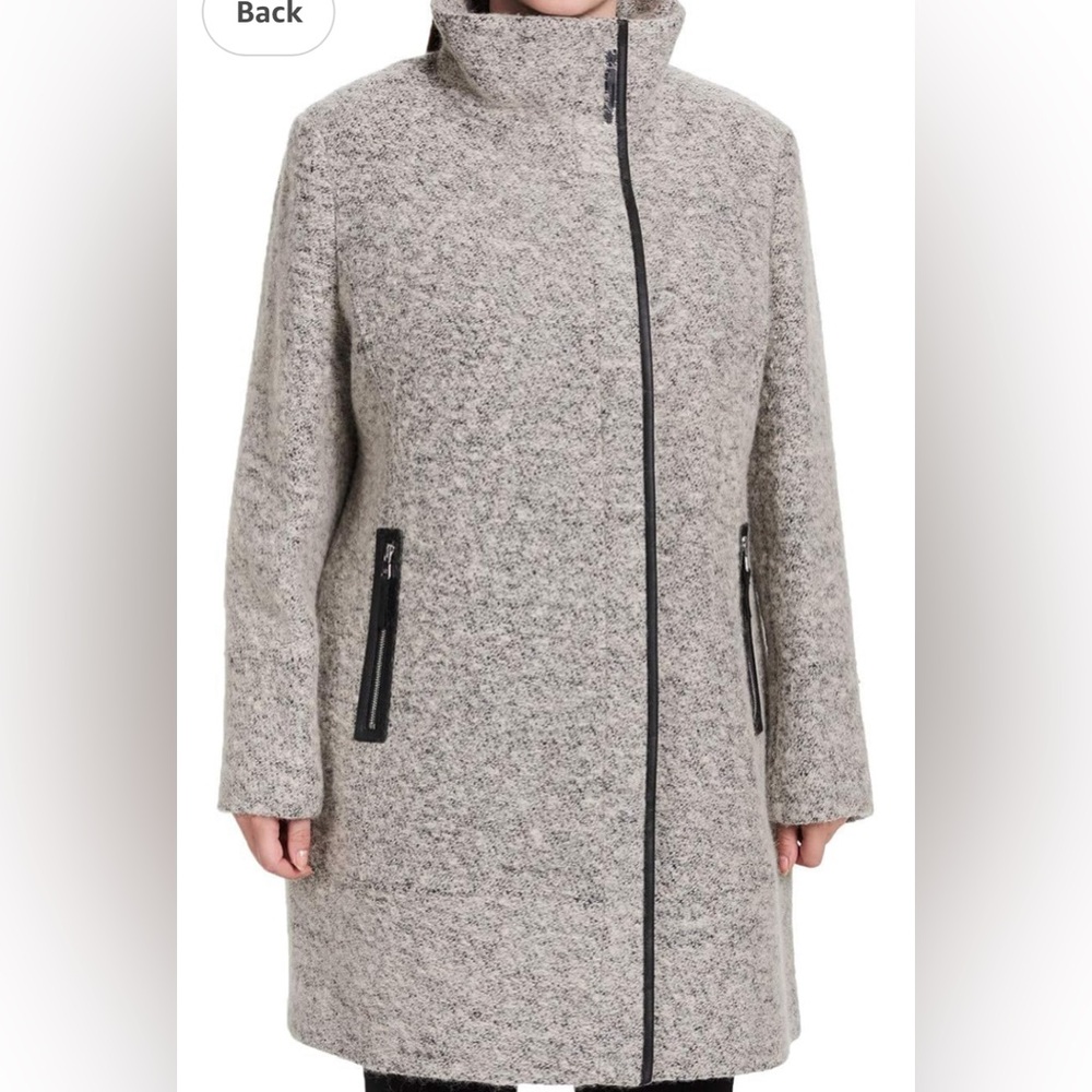 Calvin Klein Women's Gray Wool Blend Asymmetrical Walker coat